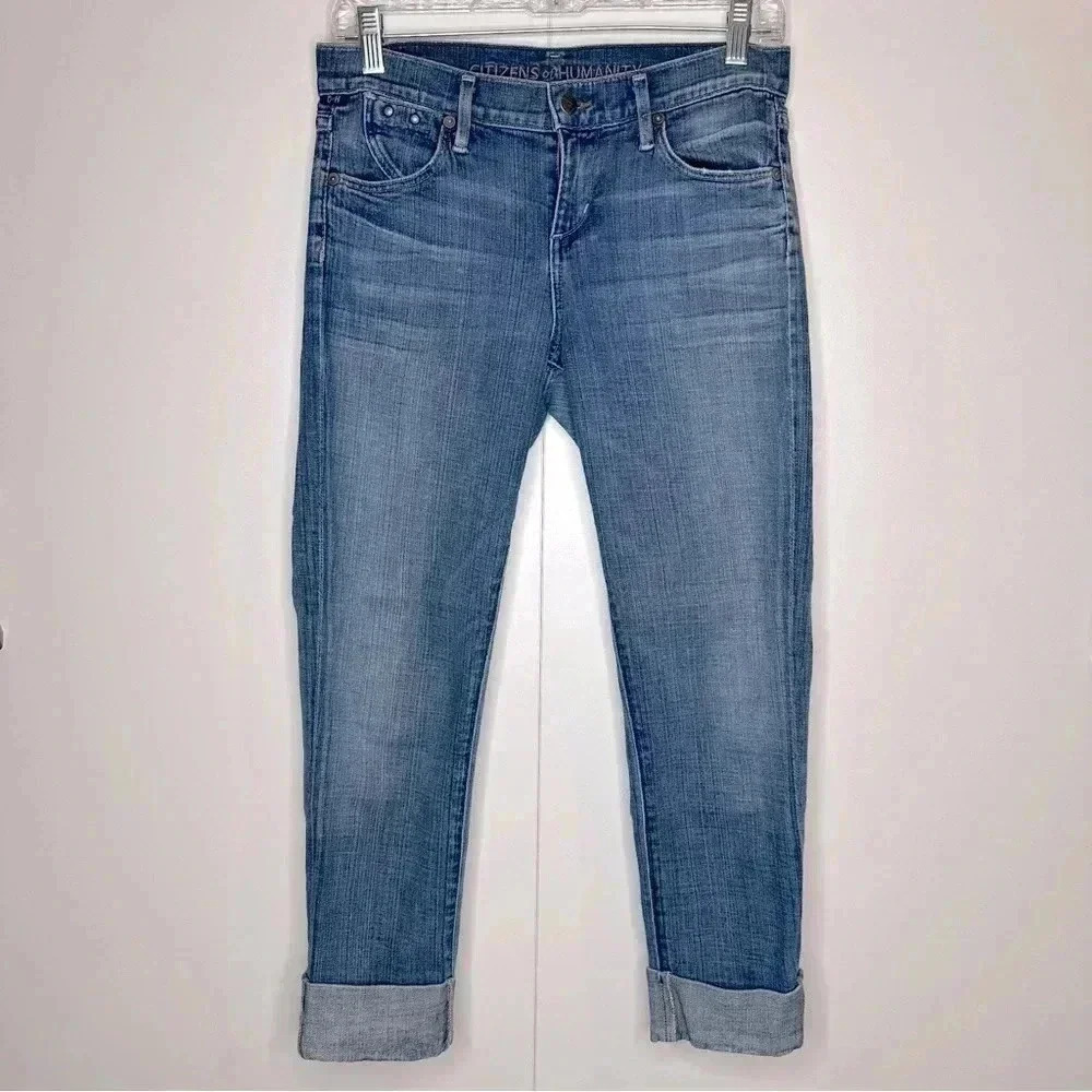 Citizens of Humanity Blue Cropped Straight Jeans